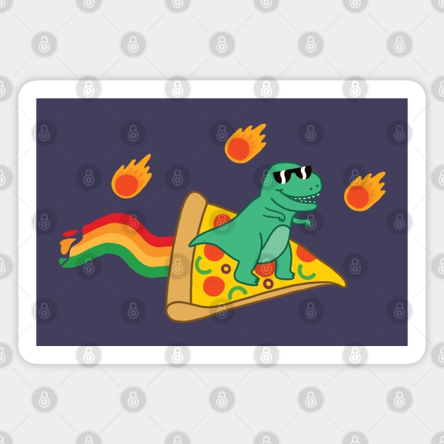 Pizza Dinosaur Surfing Past the Asteroids Magnet by awesomesaucebysandy